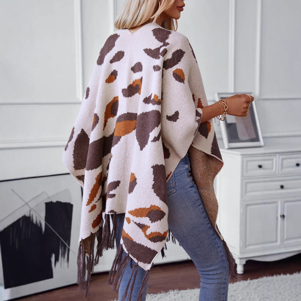 Driszle-Color Leopard-Imprimer Tasse tricotée CapeSholder Wrap pour les femmes