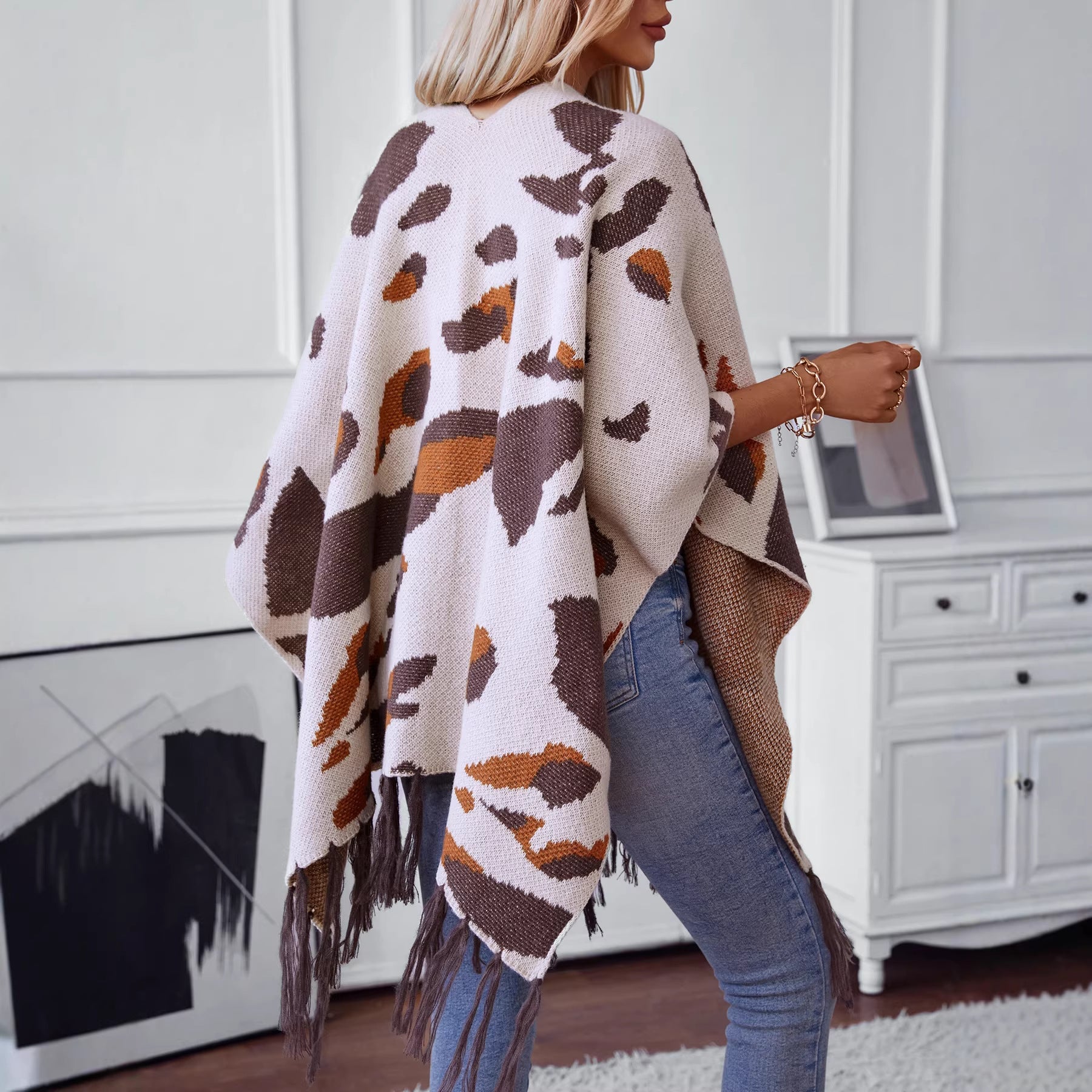 Driszle-Color Leopard-Imprimer Tasse tricotée CapeSholder Wrap pour les femmes