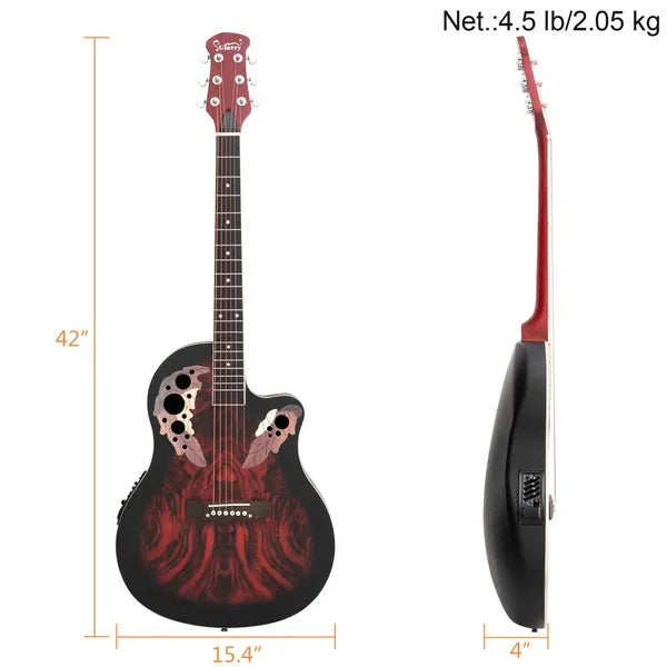 Ne vendez pas sur Amazon - 41 pouces Cutaway Full-Size Acoustic-Electric Guitar Rame Voice Hole