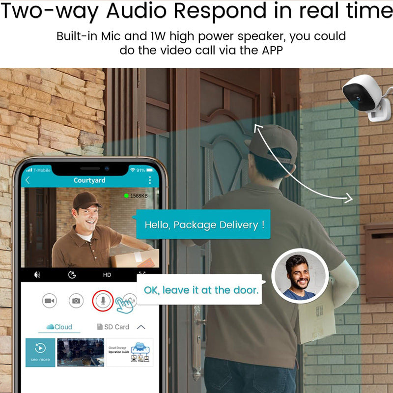 Caméra numérique sans fil WiFi Smart HD Wide Angle Remote Maison Caméra de surveillance intérieure