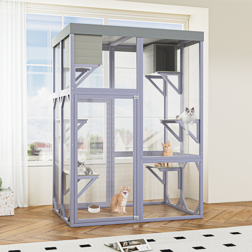 Catio extérieur en bois Boîtier multifonctionnel pour chats