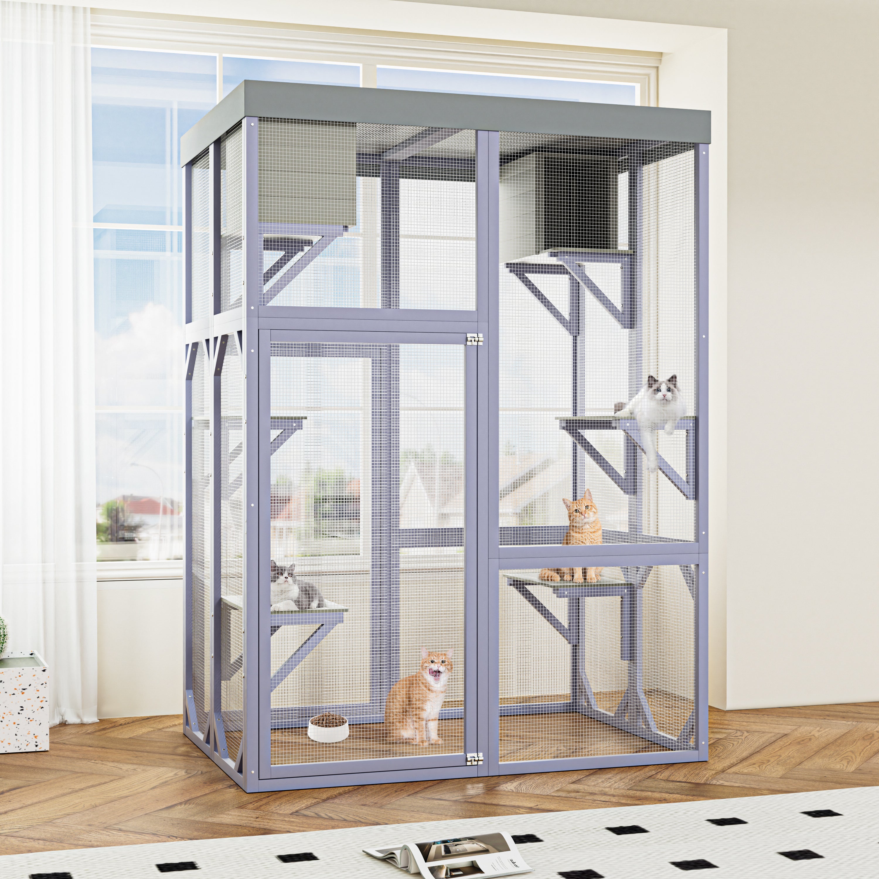 Catio extérieur en bois Boîtier multifonctionnel pour chats