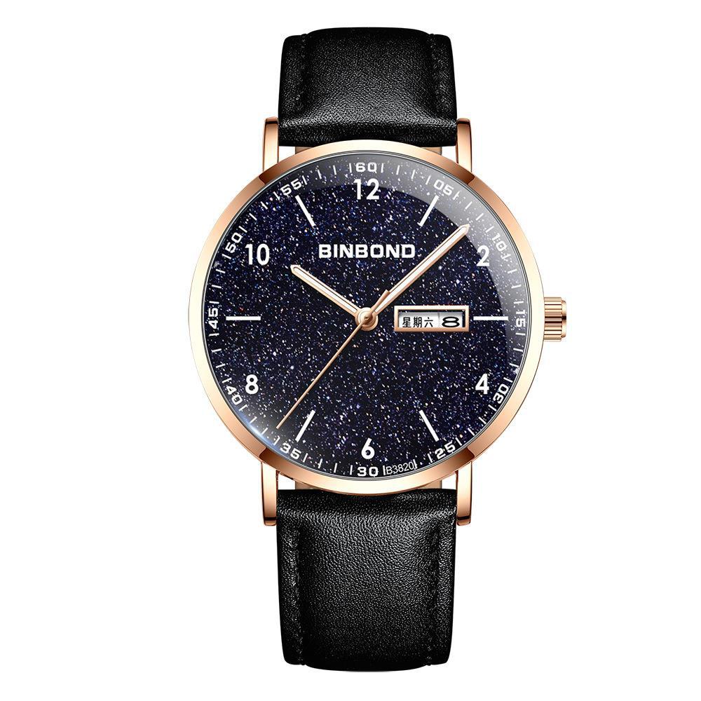 Ultra-mince Trendy Quartz Imperméable Starry Sky Montre électronique mécanique pour adolescents