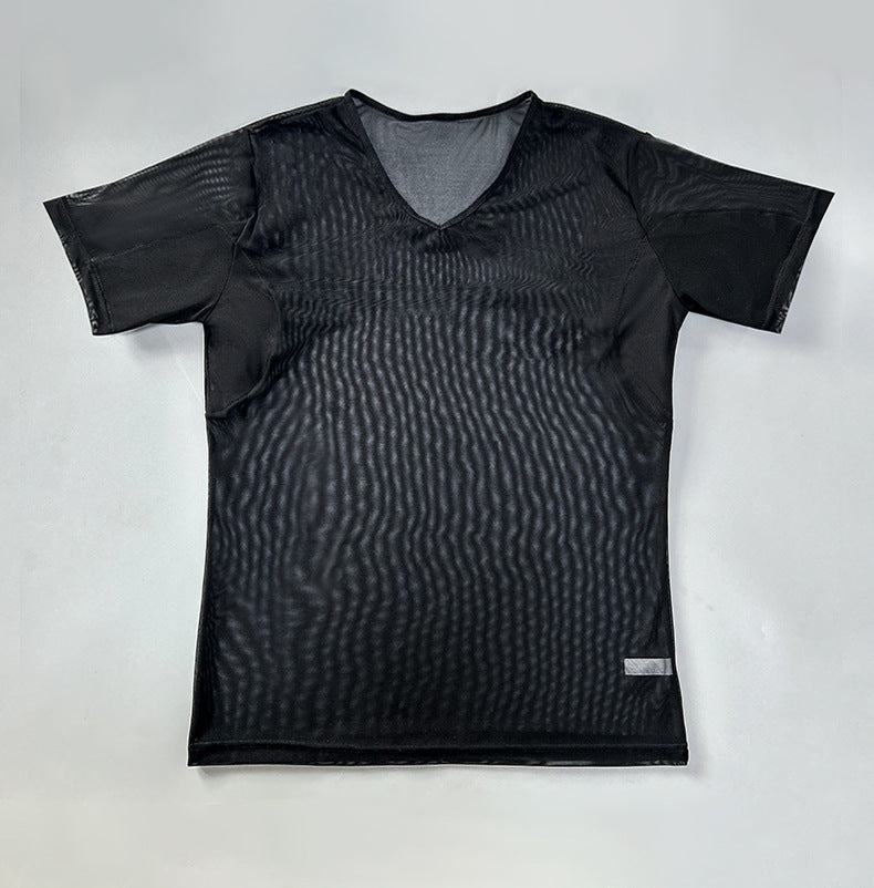 Tank Tank Top homme avec underarm Sweat wicking Pads Hommes manches courtes Workout Chemise avec