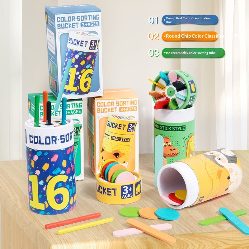 Jouet de puzzle en seau de tri de couleur pour l'éducation des jeunes enfants