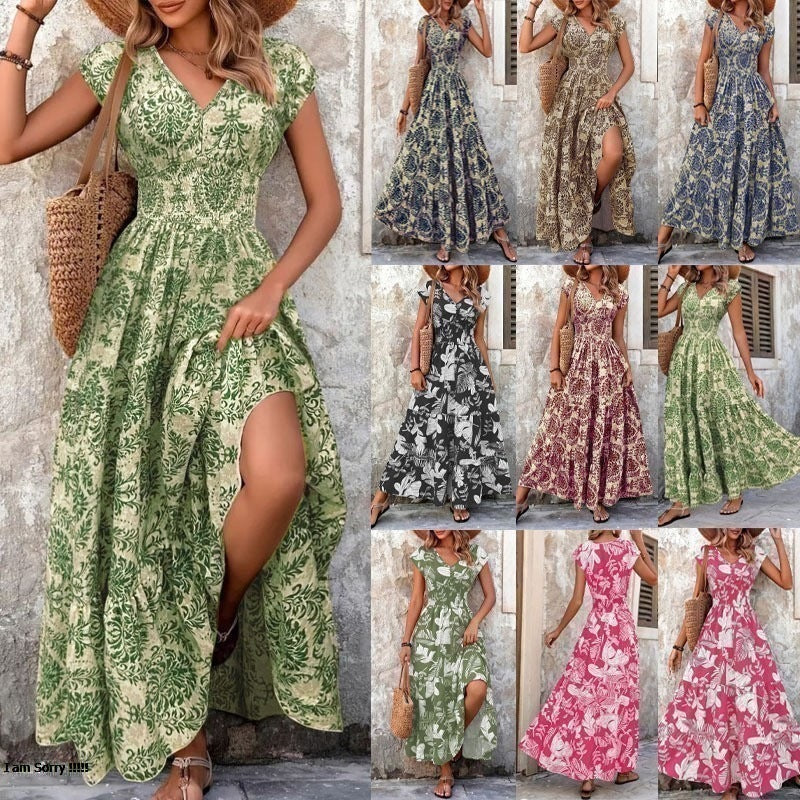 Robe Boho Maxi d'été Imprimé floral vintage