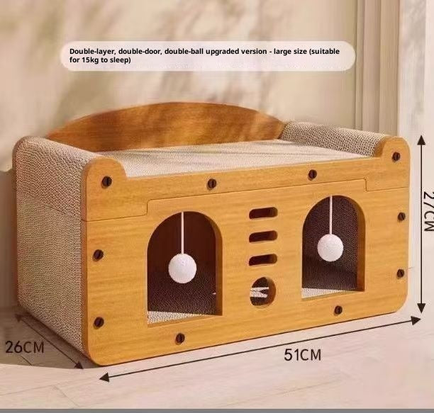 Boîte de chat à simple porte en carton ondulé