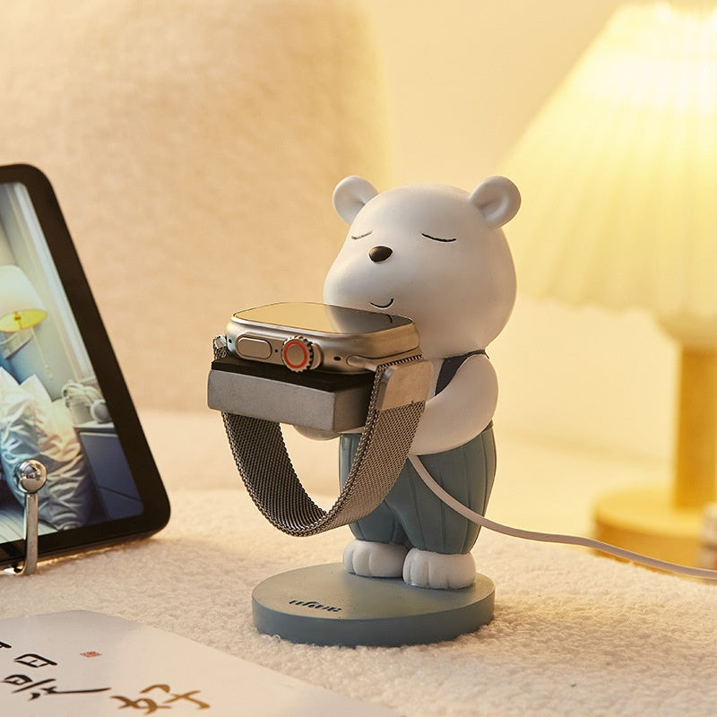 Wowu Original Design Bear Watch Charger Bracket Cartoon Ornements de literie anti-perte