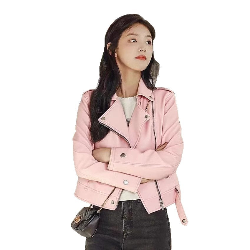 Veste courte en cuir PU mince