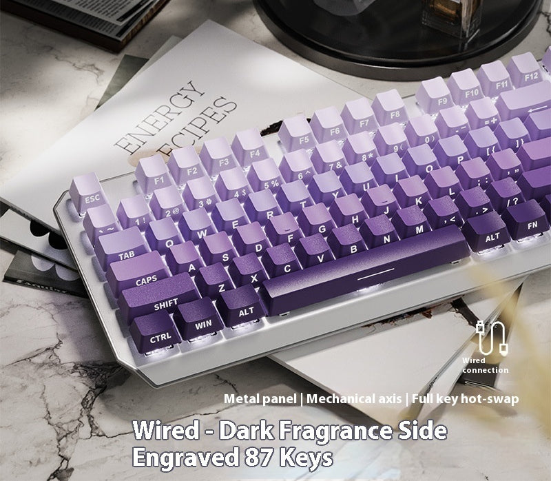 Clavier mécanique 87 Key Wired E-sports Jeu Belle gravure latérale Bureau informatique