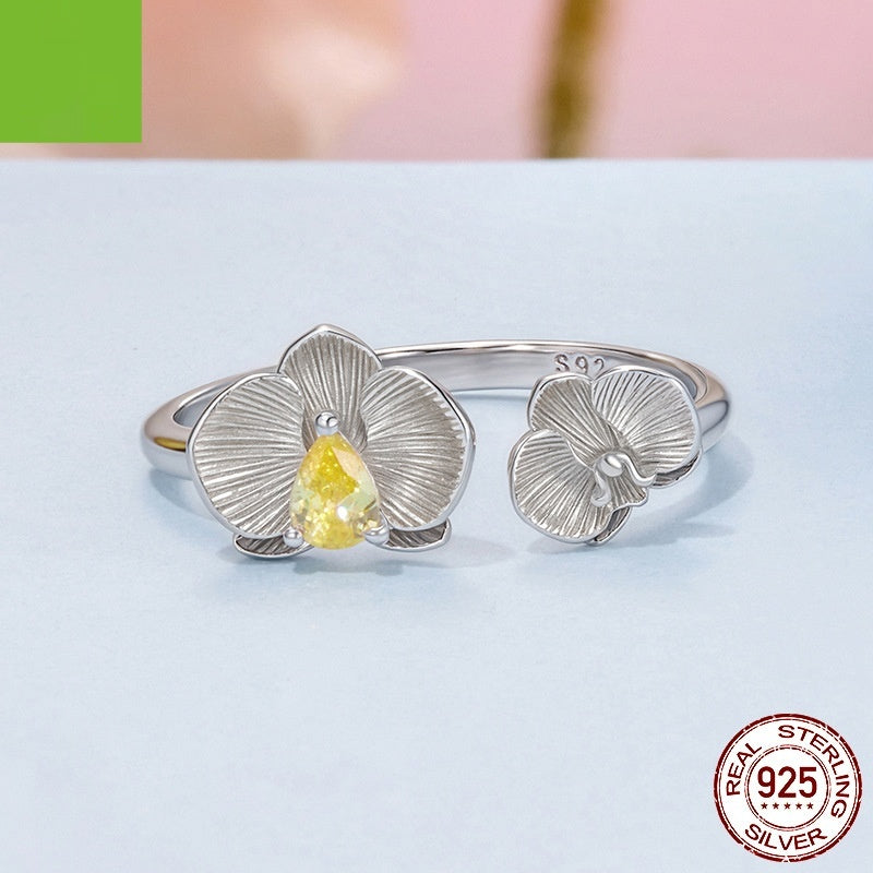 Argent Sterling Phalaenopsis Open Ring Mode Exquise et polyvalente