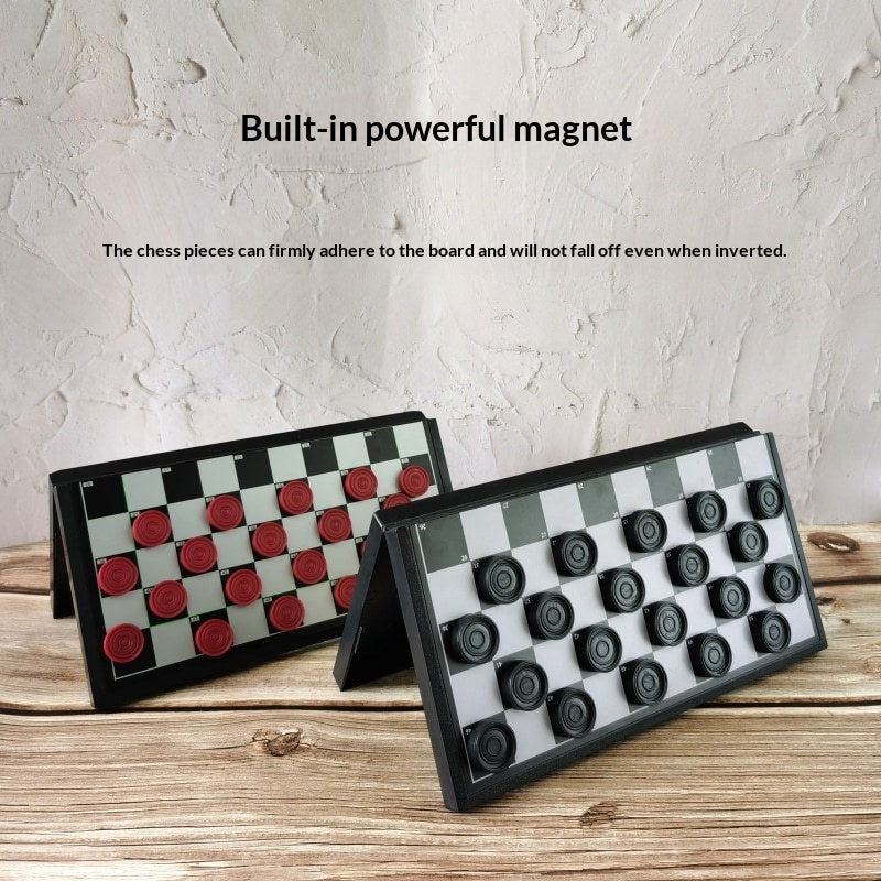 100 Square Magnetic Chess Set Foldable Board - Black and White Portable Travel Game fo