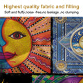 Bohemian Sun Moon Pattern Quilt Set Microfiber Soft Lightweight Portable Psychedelic Design