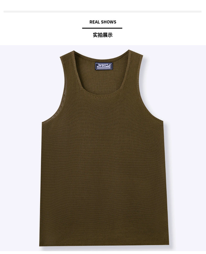 L'été des hommes de couleur solide sans manches sans manches Tank Top