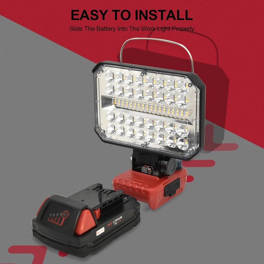 LED travail léger sans fil pour Milwaukee M18 18V Batterie USB Port extérieur Lampe