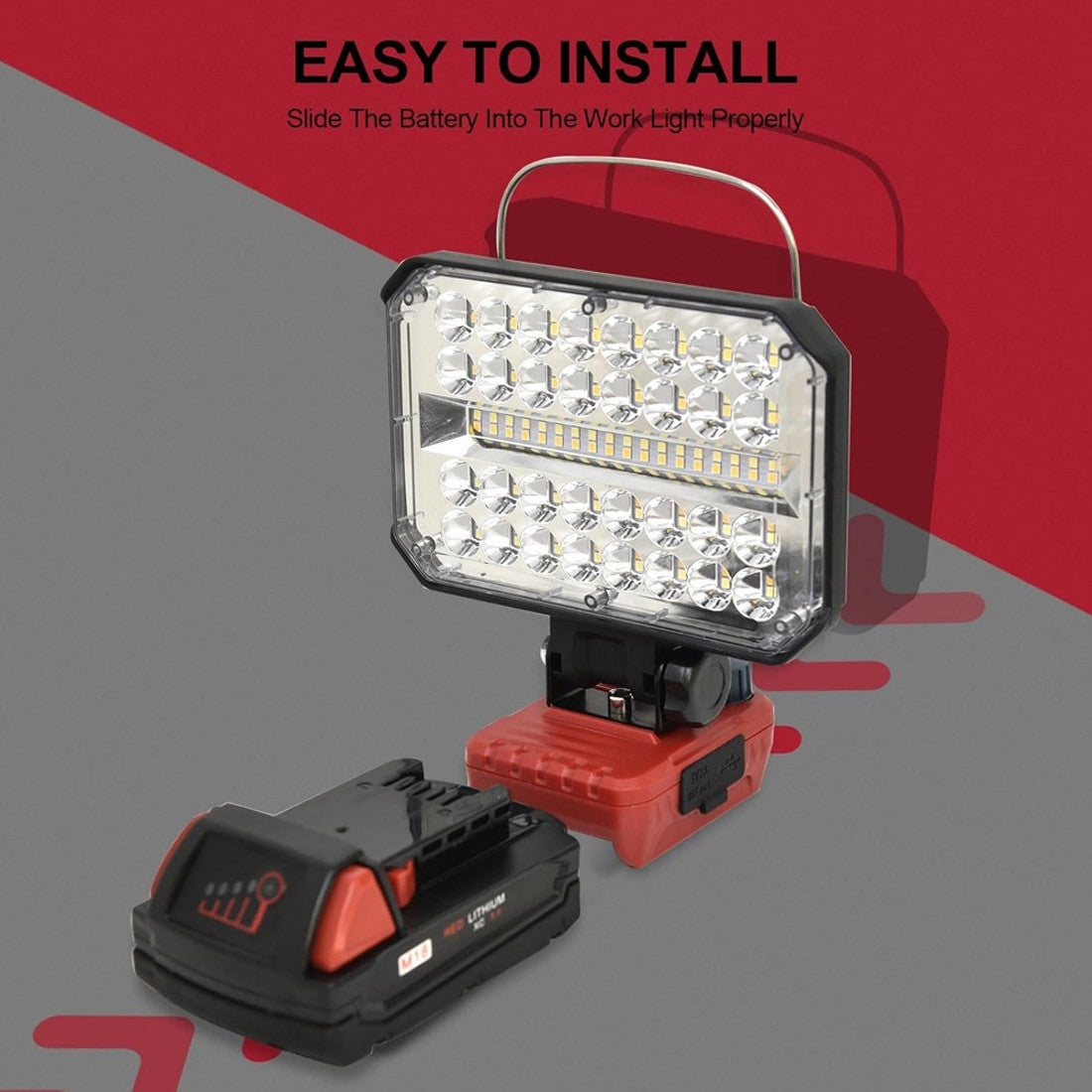 LED travail léger sans fil pour Milwaukee M18 18V Batterie USB Port extérieur Lampe