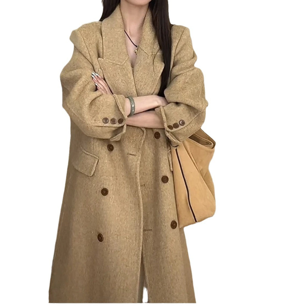 Manteau de laine double face pour femmes avec un collier de costume