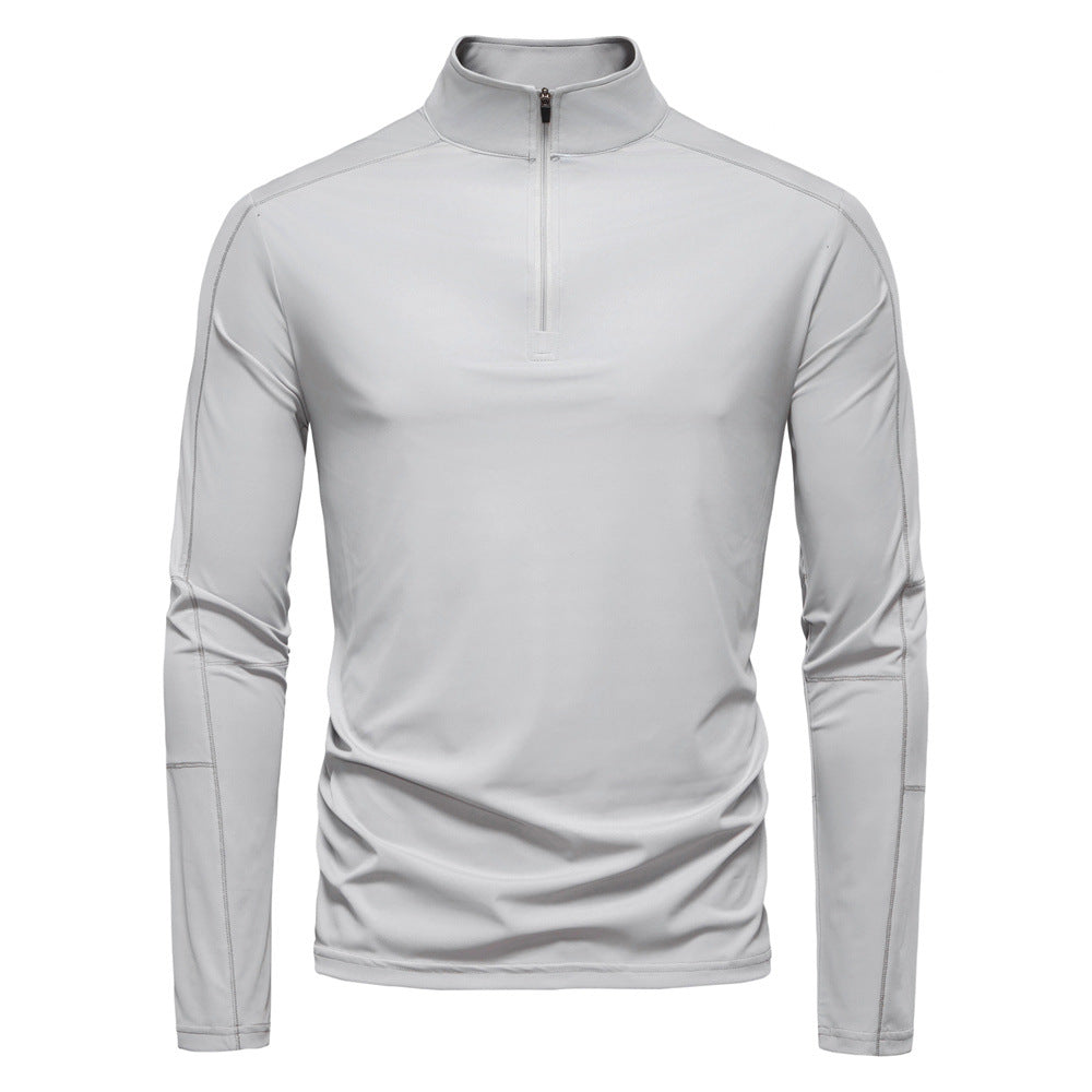 Printemps et été hommes écran solaire UPF100 Base Shirt T-shirt demi-zipper manches longues pour M
