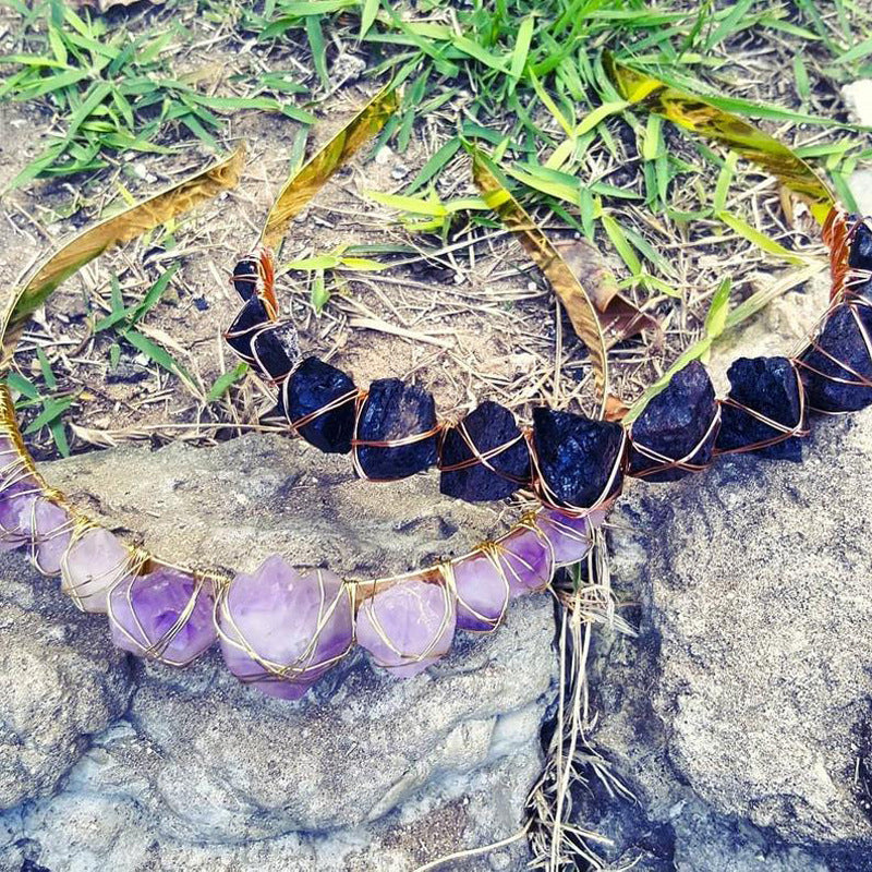 Cristal naturel Quartz Couronne Né Améthyste Gemme Coiffure de mariage