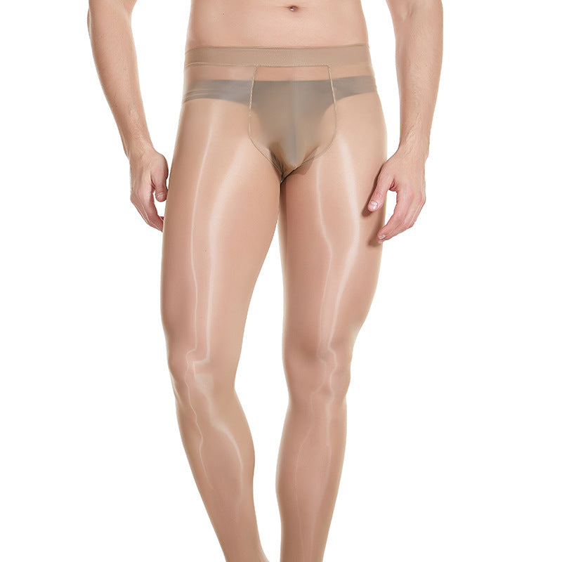 Pantyhose huileux de grande taille Plus-taille de sac U bas brillant transparent ultra-mince H