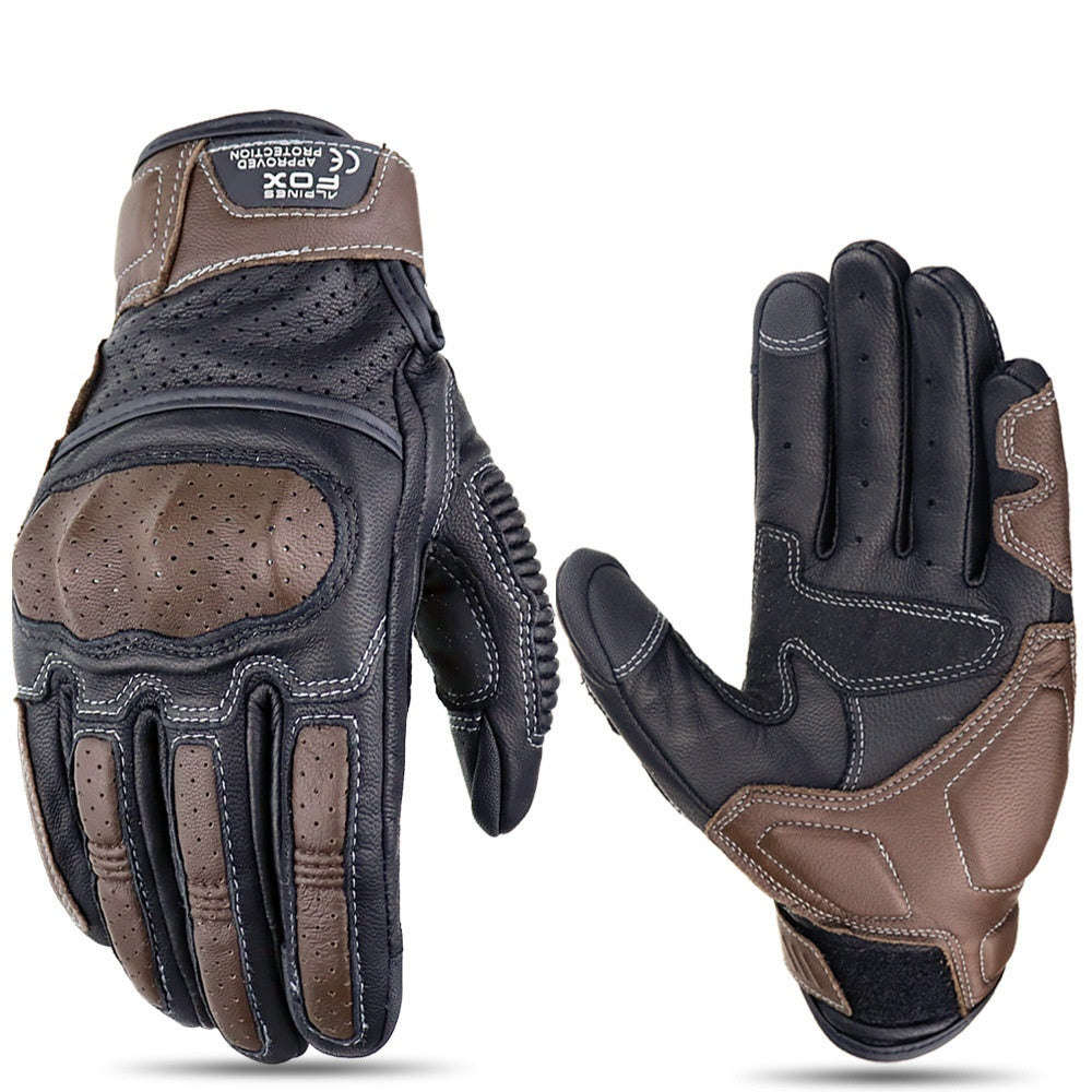 Gants de moto en cuir d'équitation à écran tactile respirant résistant à la chute pour hommes
