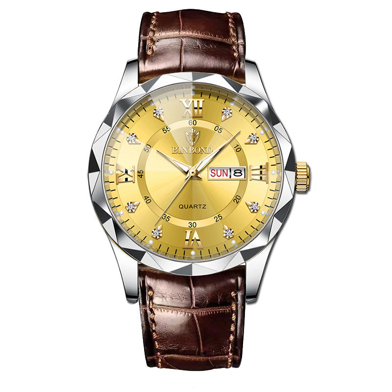 Véritable montre Quartz d'étudiant homme en cuir imperméable à l'eau