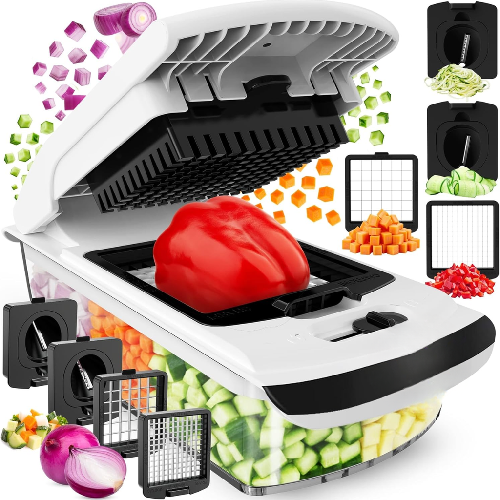 Légume Chopper Chopper et Spiralizer Alimentation Chopper avec Container Fruit Cutter Oignon Di
