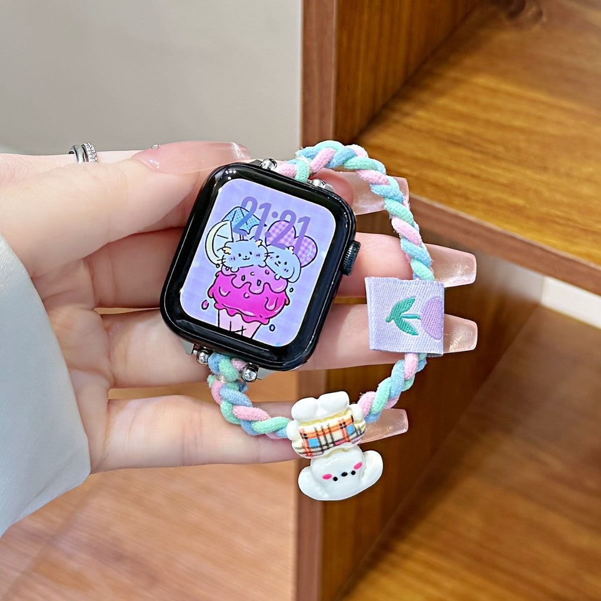 Bracelet de montre pour cheveux de caricature tricoté créatif