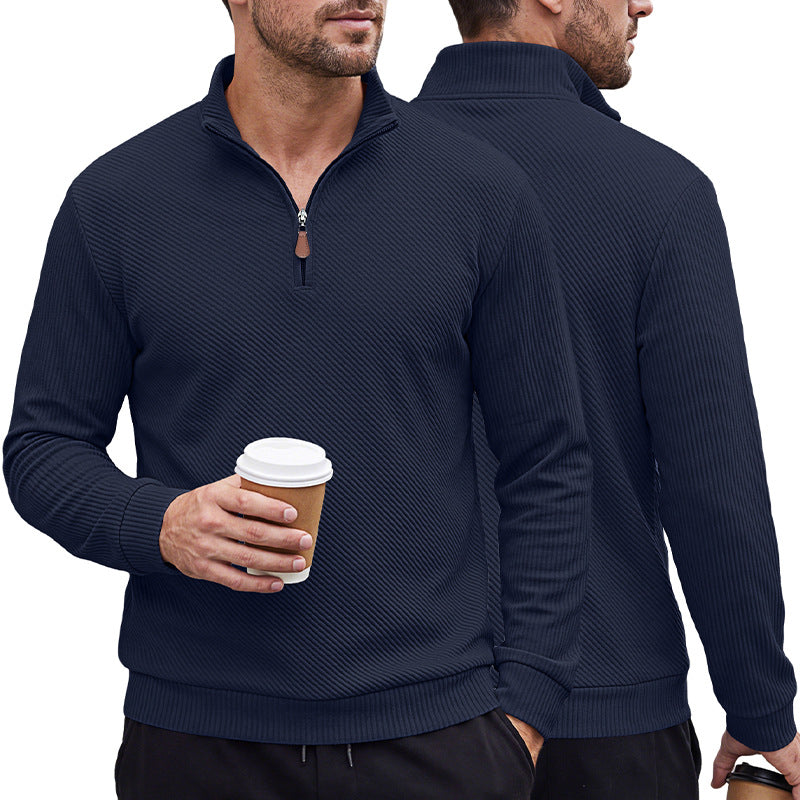 Chemise à manches longues à manches longues pour hommes demi-zip