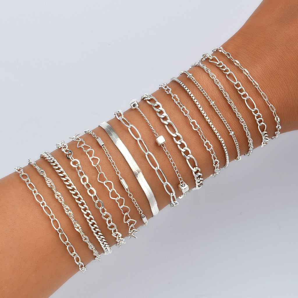 Ensemble de bracelets pour femmes de base en alliage européen et américain