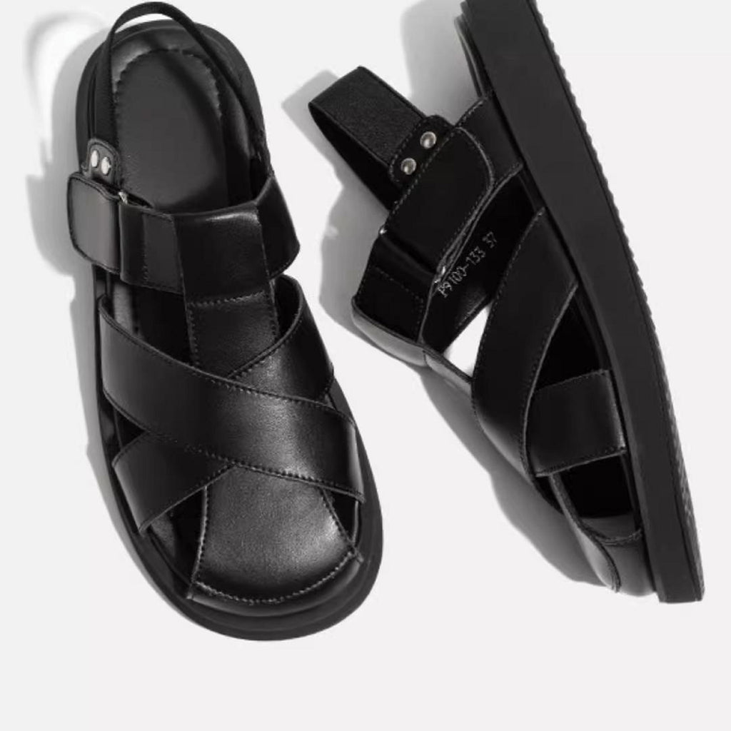 Femmes Minimalist Crisscross Woven Closed Toe Platform Slingback Sandales Matching Casual Da