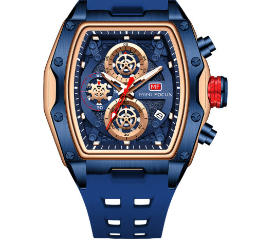 Chronographe sport Track-Style Montre homme avec verre courbé et openwork design
