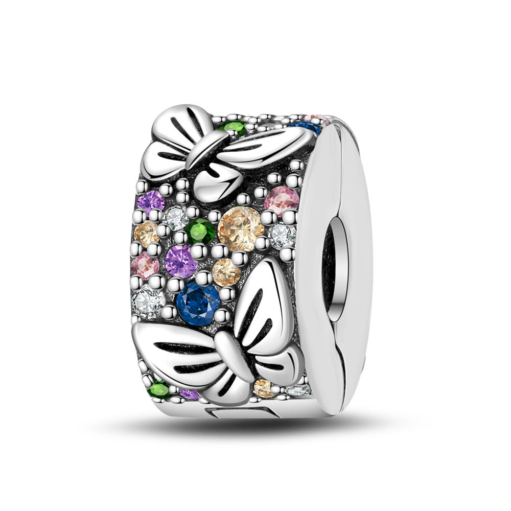 Argenté coloré Zircon Accent perles bracelet bricolage Charm