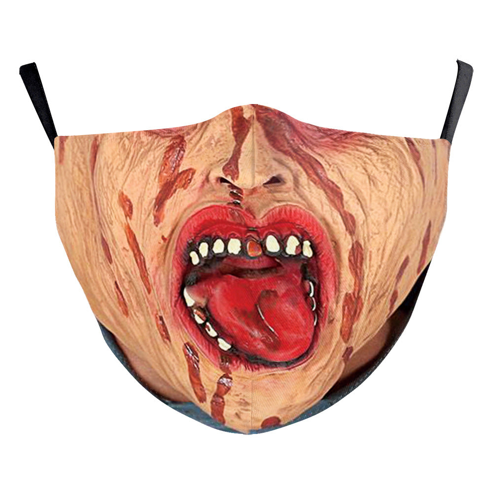 Halloween impression numérique drôle Horreur visage double couche masque de poussière