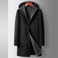 Manteau de laine mi-longueur homme avec un style réversible à la hotte