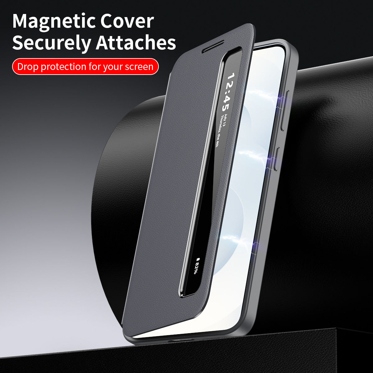 Smart App Edge Coque de téléphone de fenêtre A17 Flip Couverture de protection en cuir