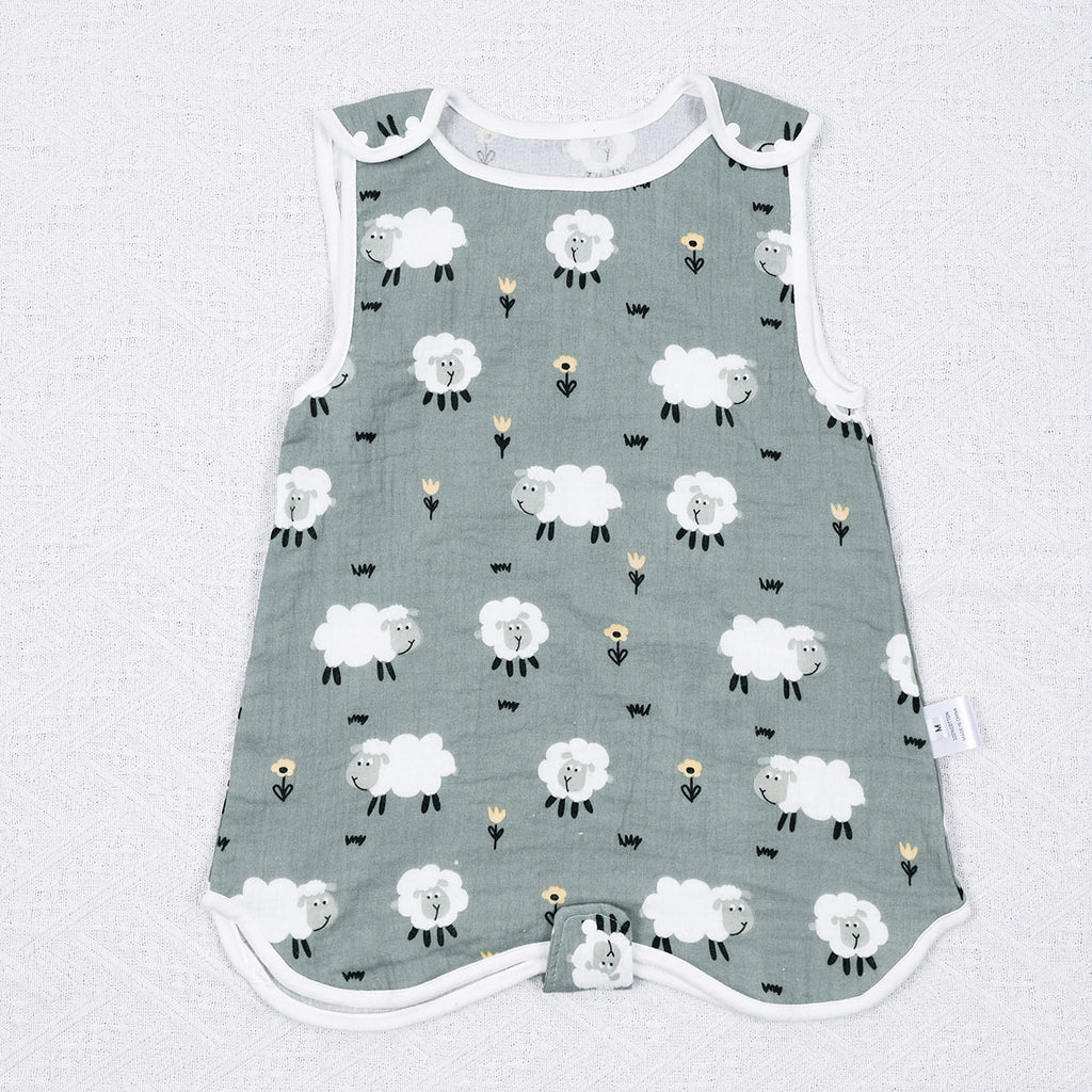 Simple imprimé bébé sans manches coton Gauze sac de couchage