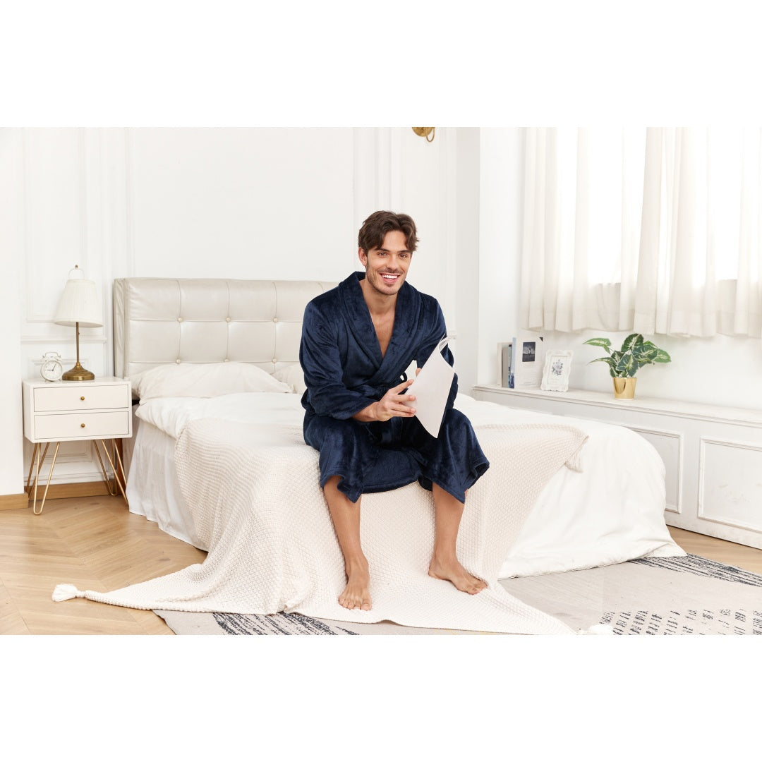 RONGTAI Hommes peluche longue robe doux et chaud complet peignoir