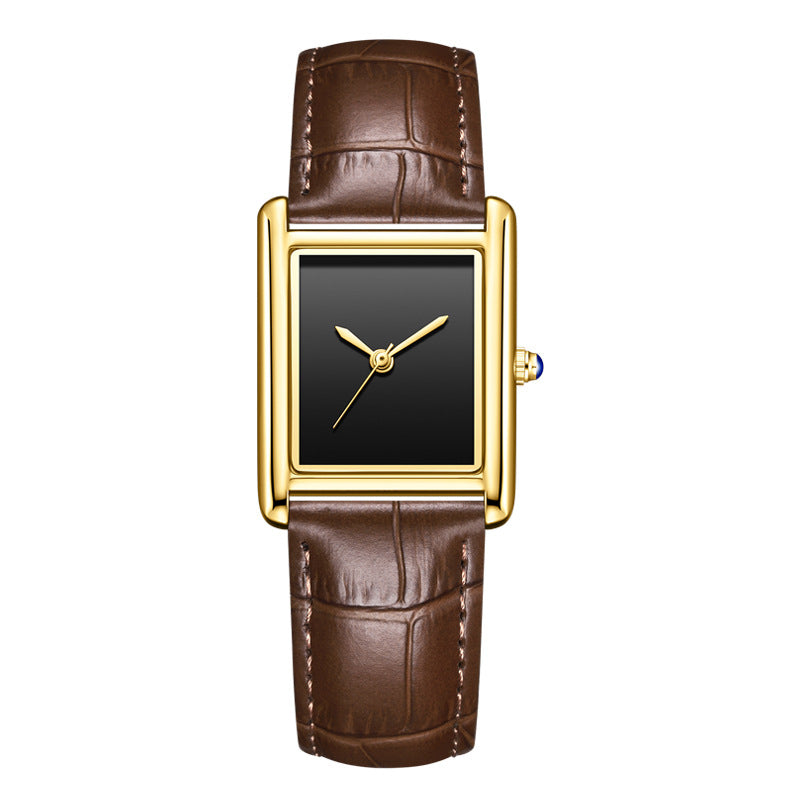 Bracelet de montre en cuir de couple simple carré montre étudiante étanche