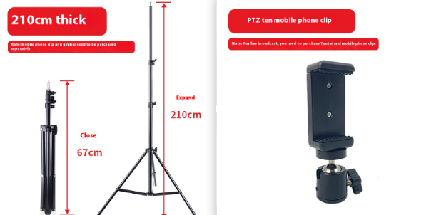 Mobile Live Streaming Photographie Support de lumière de remplissage télescopique