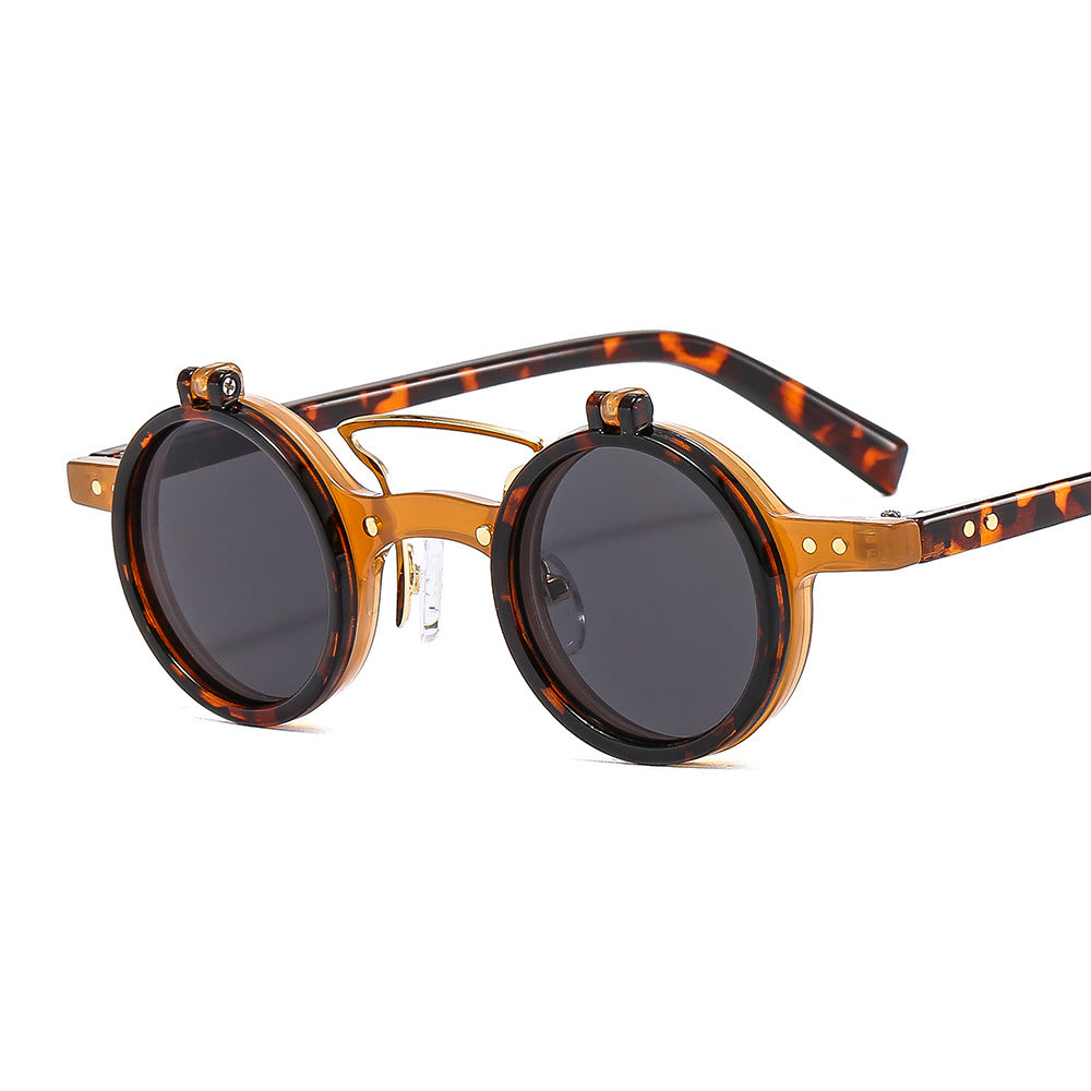 Lunettes de soleil Flip double couche à cadre rond