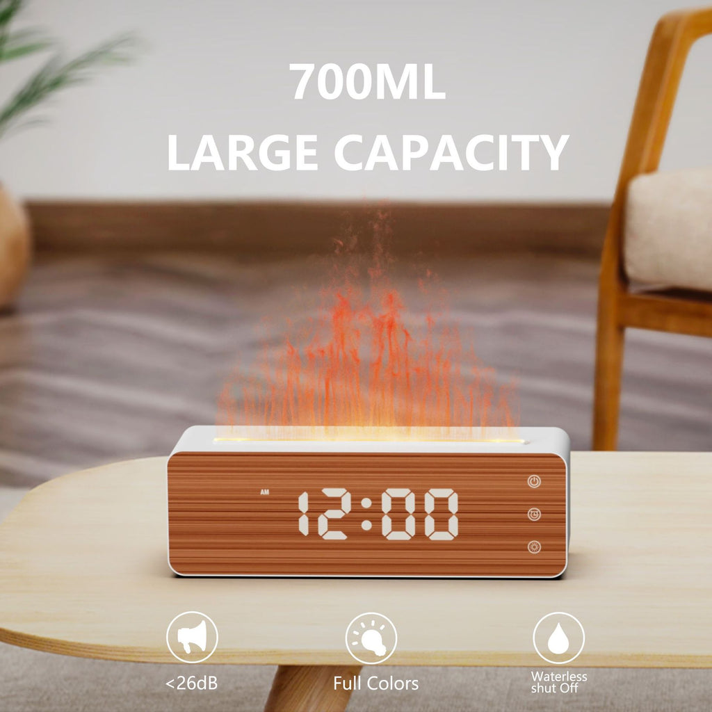 Humidificateur à effet de flamme avec horloge
