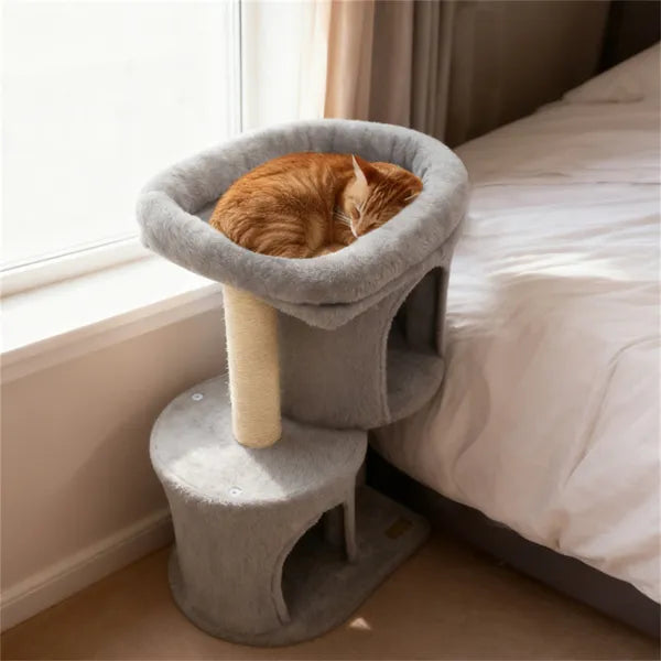 Arbre de chat compact de 26" avec 2 condos et postes de scratching sisal