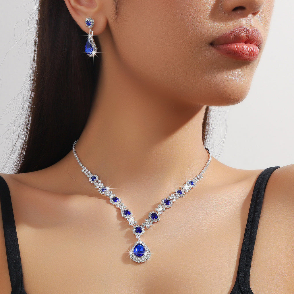Bijoux de mariée femmes ensemble européen et américain cristal goutte d'eau