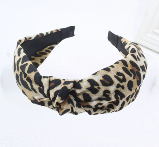 Chanel-style noir et blanc Contraste Leopard-print Tête de bande et tissu cheveux Cli
