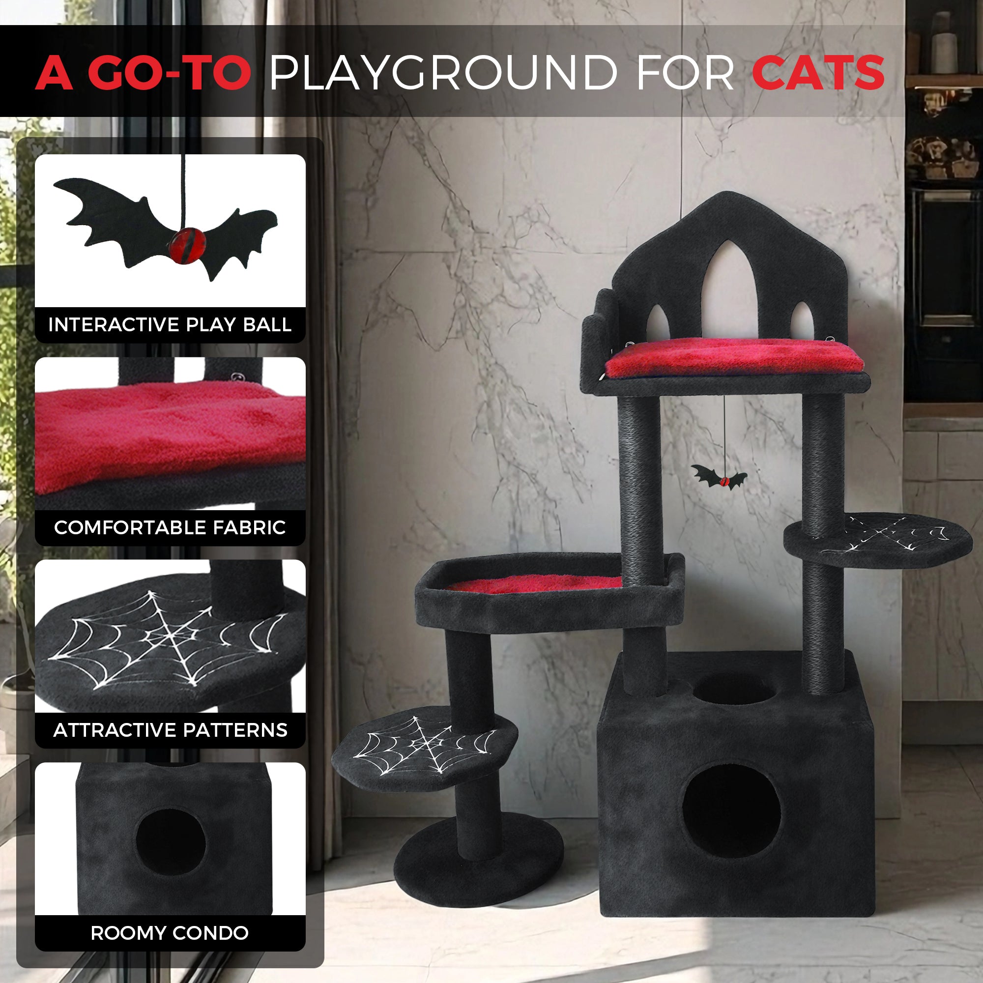 Arbre de chat gothique noir