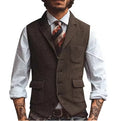 Veste de gestuelle de la lapelle brune pour hommes