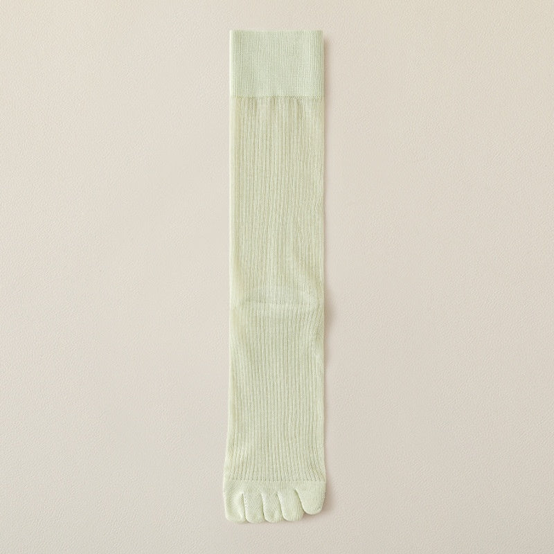Chaussettes cinq orteils pour les femmes Été mince mi-calf Chaussettes absorbante et déodorante