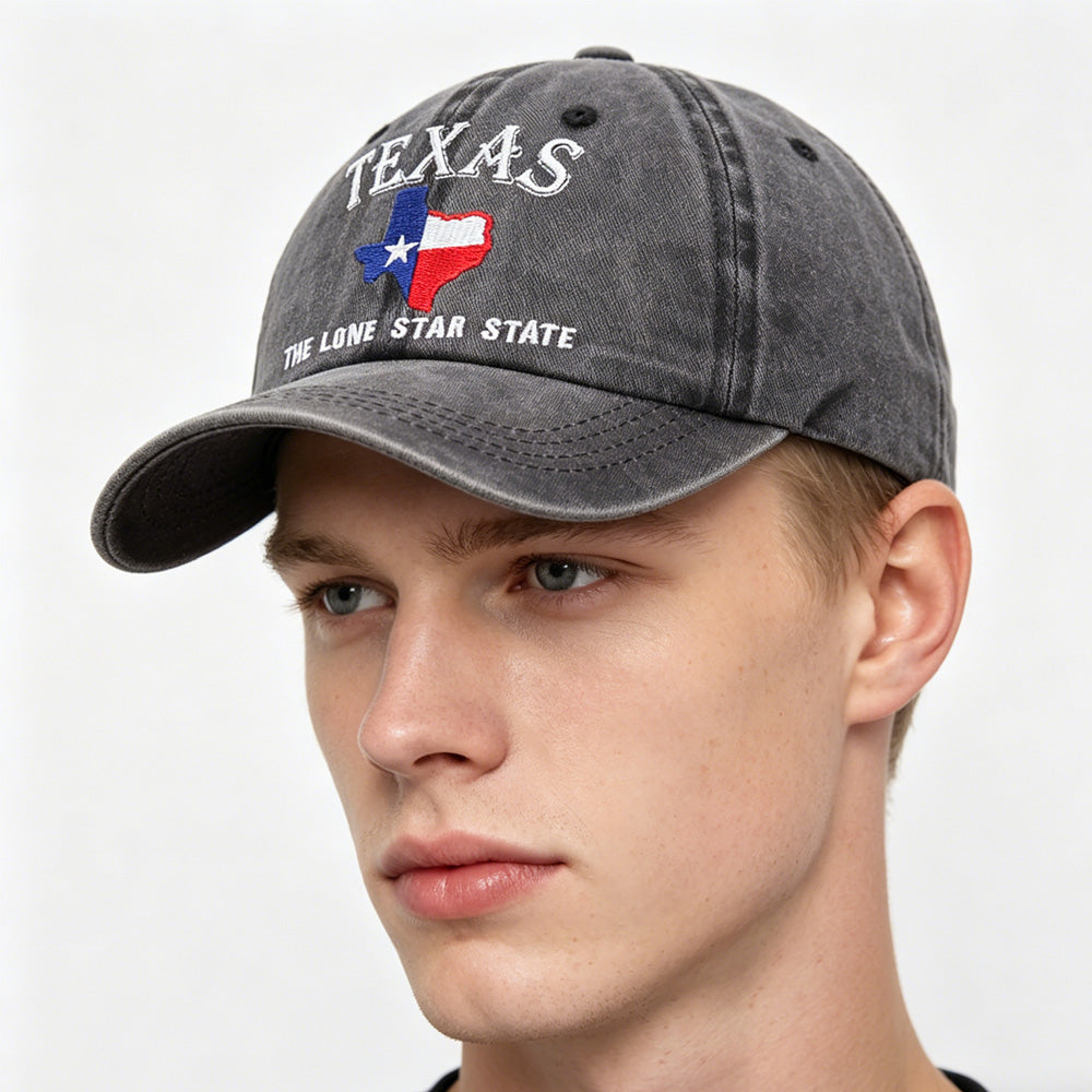 2pcs Texas Lone Star State Embroidered Vintage Washed Baseball Cap - adjustable cotton