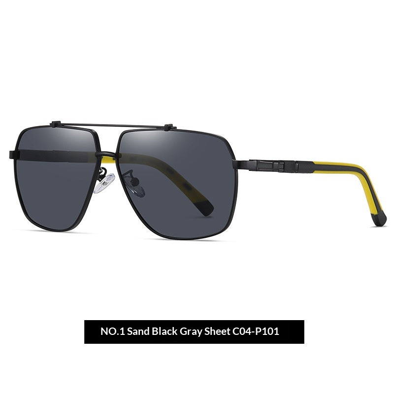 Lunettes de soleil Retro Mens avec un cadre carré à deux tons